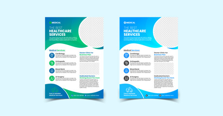 A professional and clean healthcare flyer suitable for all medical-related businesses. this multipurpose flyer can be used to create traditional print advertising for doctor, clinic, hospital, pharmac