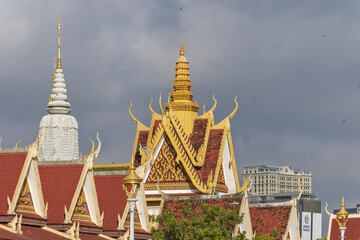 perimeter walls and roof of the silver pagoda in the Royal palace of Phnpm Penh