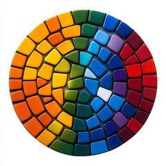 Fototapeta premium Colorful mosaic pattern blending vibrant shades in a circular design, perfect for creative projects.