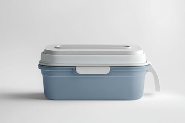 A sleek, blue food storage container with a white lid, designed for freshness and convenience.