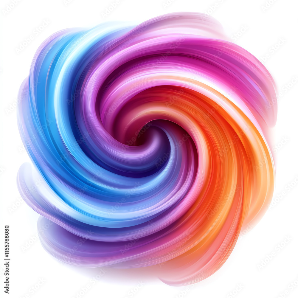 Poster colorful swirling vortex of hues, creating a dynamic and vibrant effect on a white isolated backgrou