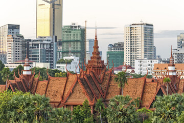 details of the roof of The National Museum of Cambodia in Phnom Penh, Cambodia