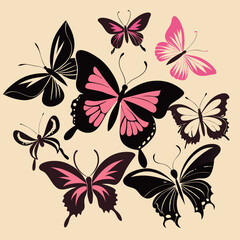 set of butterflies