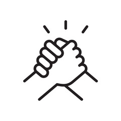 Two hands clasped together tightly, illustration vector