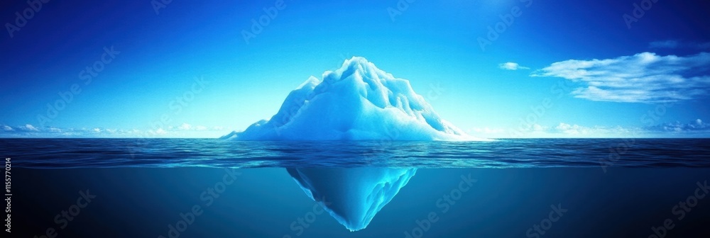 Aufkleber melting iceberg floating in expansive blue ocean under clear sky. generative ai