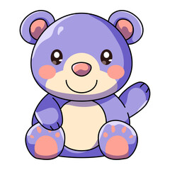 Cute Bear Cartoon Kawaii Sticker. Character Vector Illustration