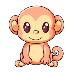 Obraz premium Cute Monkey Cartoon Kawaii Sticker. Character Vector Illustration