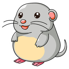 Cute Mouse Cartoon Kawaii Sticker. Character Vector Illustration
