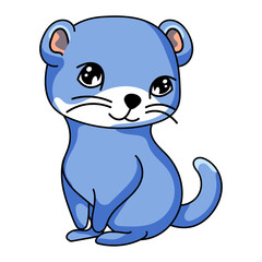 Cute Otter Cartoon Kawaii Sticker. Character Vector Illustration