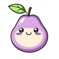 Cute Pear Cartoon Kawaii Sticker. Character Vector Illustration