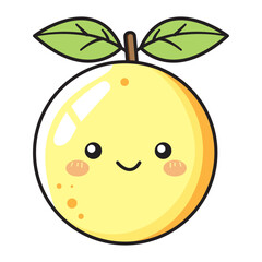 Cute Lemon Cartoon Kawaii Sticker. Character Vector Illustration