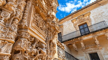 Fototapeta premium Intricate Architectural Carvings with Natural Lighting