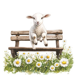 Spring Daisy Farm Clipart Vector Illustration