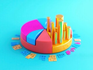 Obraz premium A pie chart breaking down revenue streams and cash flow distribution in a company, symbolizing comprehensive financial management