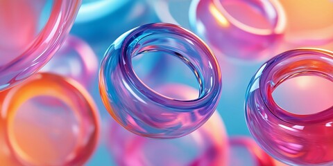 glass rings with frosted and transparent textures in colorful hues
