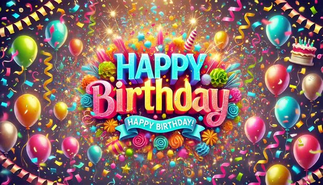 happy birthday text animation effect 