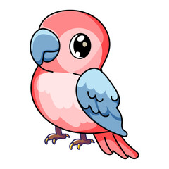 Cute Bird Cartoon Kawaii Sticker. Character Vector Illustration