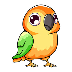 Cute Bird Cartoon Kawaii Sticker. Character Vector Illustration