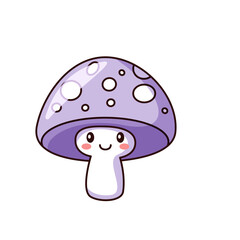 Cute Mushroom Cartoon Kawaii Sticker. Character Vector Illustration