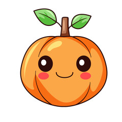 Cute Pumpkin Cartoon Kawaii Sticker. Character Vector Illustration