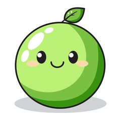 Cute Melon Cartoon Kawaii Sticker. Character Vector Illustration