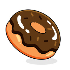 Cute Donut Cartoon Kawaii Sticker. Character Vector Illustration