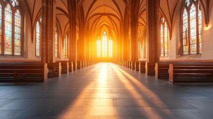 Obraz premium Stunning Cathedral Interior with Soft Ambient Light