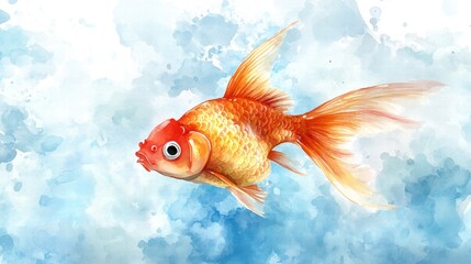 Fototapeta premium Celebrating chinese new year lucky goldfish watercolor art vibrant background decorative copy space for text