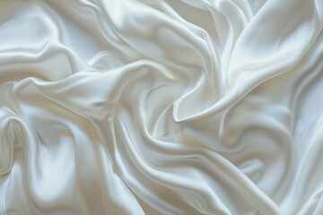 Fototapeta premium Glossy white satin fabric folds. Detailed photo textured background