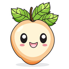 Cute Pear Cartoon Kawaii Sticker. Character Vector Illustration