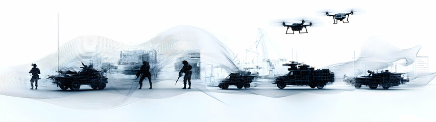 Obraz premium Modern Military Combat Simulation - Advanced Battlefield Strategy