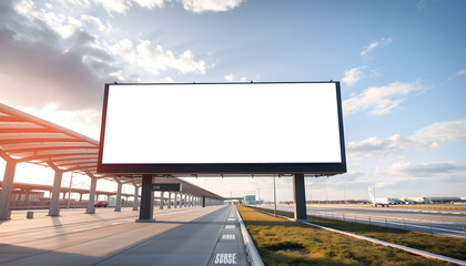 Obraz premium Blank advertising billboard in the Airport with path. isolated with white shades