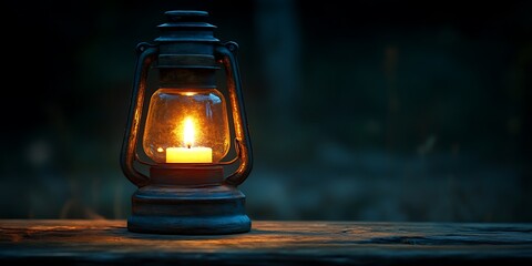 a lantern with a lit candle