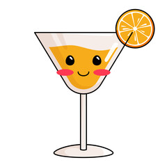 Cute Drink Cartoon Kawaii Sticker. Character Vector Illustration