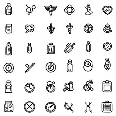 Set of medical health necessary medicine and equipment vector icon