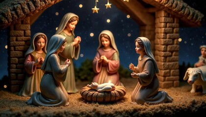 Fototapeta premium Italian Nativity Set Close-Up