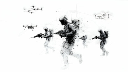 Obraz premium Modern Military Combat Simulation - Advanced Battlefield Strategy