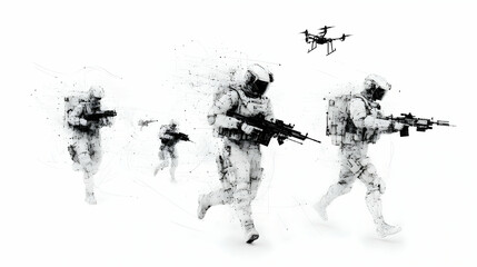 Fototapeta premium Modern Military Combat Simulation - Advanced Battlefield Strategy