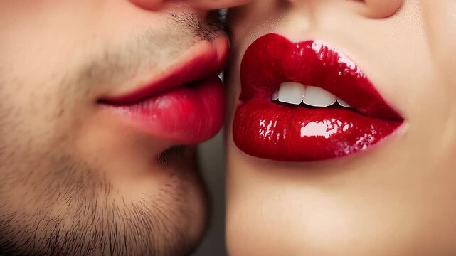 Kiss. I love you. Kissing lips. Couple in love. Intimate relationship and sexual relations. Closeup mouths kissing. Passion and sensual touch. Romantic and love. Concept for Valentines Day.
