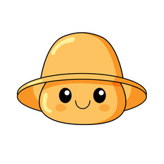 Cute Hat Cartoon Kawaii Sticker. Character Vector Illustration
