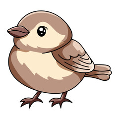 Cute Bird Cartoon Kawaii Sticker. Character Vector Illustration