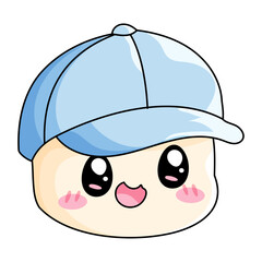 Cute Hat Cartoon Kawaii Sticker. Character Vector Illustration