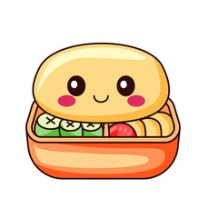 Cute Bento Cartoon Kawaii Sticker. Character Vector Illustration