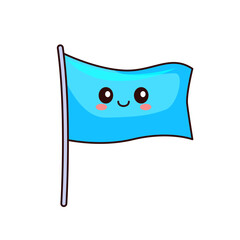 Cute Flag Cartoon Kawaii Sticker. Character Vector Illustration