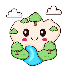 Fototapeta premium Cute Island Cartoon Kawaii Sticker. Character Vector Illustration