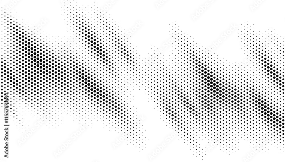Poster hexagon halftone gradient texture. geometric retro halftone tech wallpaper. fading wavy hexagonal pa