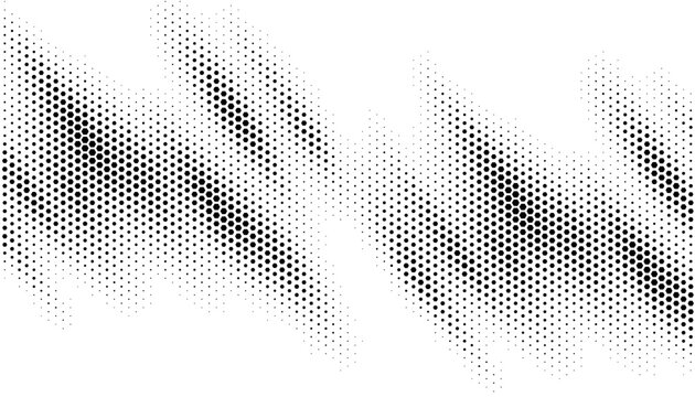 Hexagon halftone gradient texture. Geometric retro halftone tech wallpaper. Fading wavy hexagonal pattern for design element . Vector vanishing honeycomb. Fully editable vector element