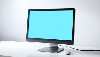 Fototapeta premium Desktop Computer Blank Screen, hyperrealism. isolated with white shades
