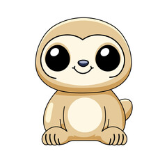 Obraz premium Cute Sloth Cartoon Kawaii Sticker. Character Vector Illustration