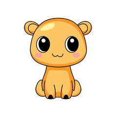 Cute Monster Animal Cartoon Kawaii Sticker. Character Vector Illustration